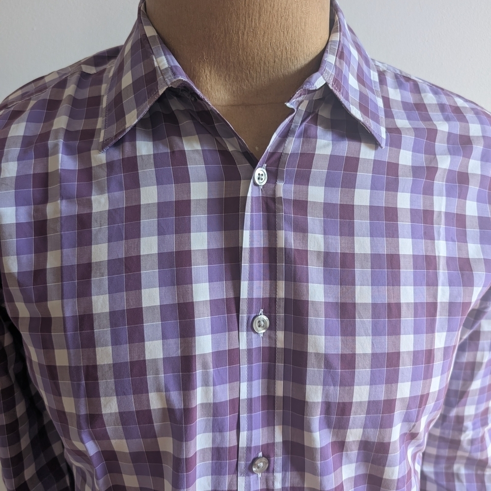 🇩🇪HUGO BOSS Purple Plaid Casual Button Down Shirt